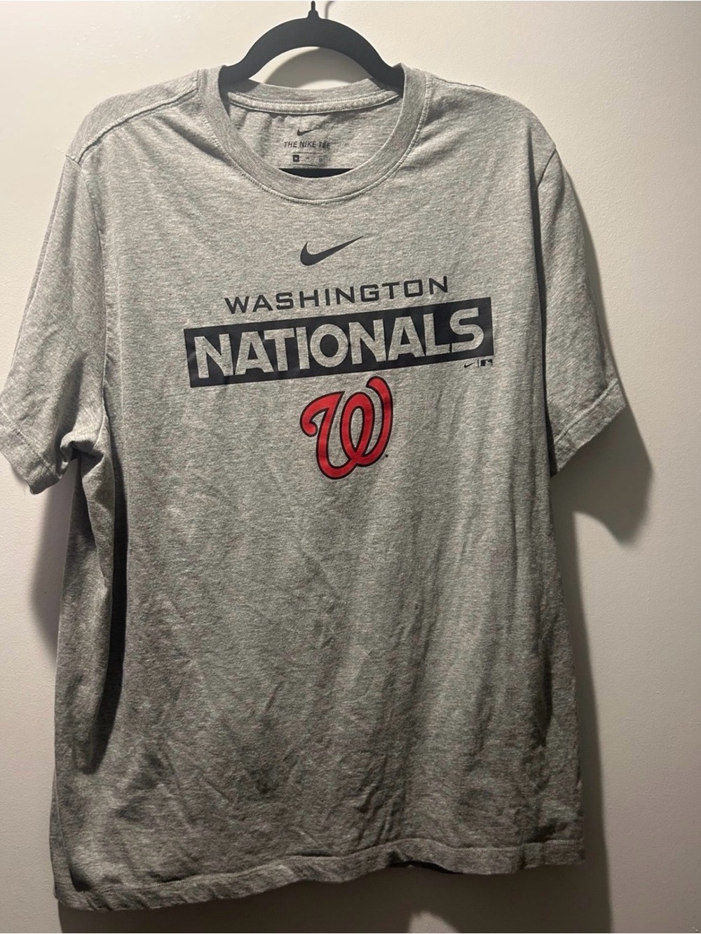 Nike Gray Washington Nationals Logo Short Sleeve Tee